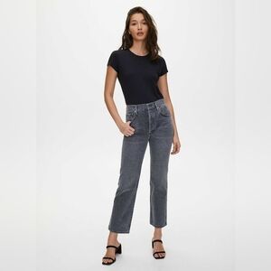 AGOLDE JEANS RIPLEY Crop Black Washed Color Straight Leg Size 26 100% Cotton